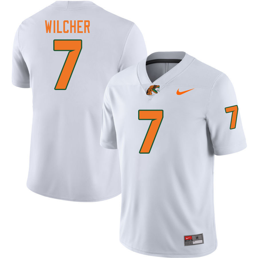 Florida A&M Rattlers #7 Kenari Wilcher College Football Jerseys,Uniforms-White